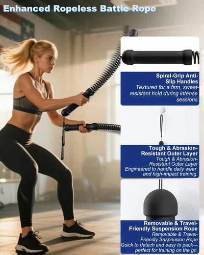 High-Intensity Training Made Easy – Portable Cordless Battle Ropes for Home Fitness