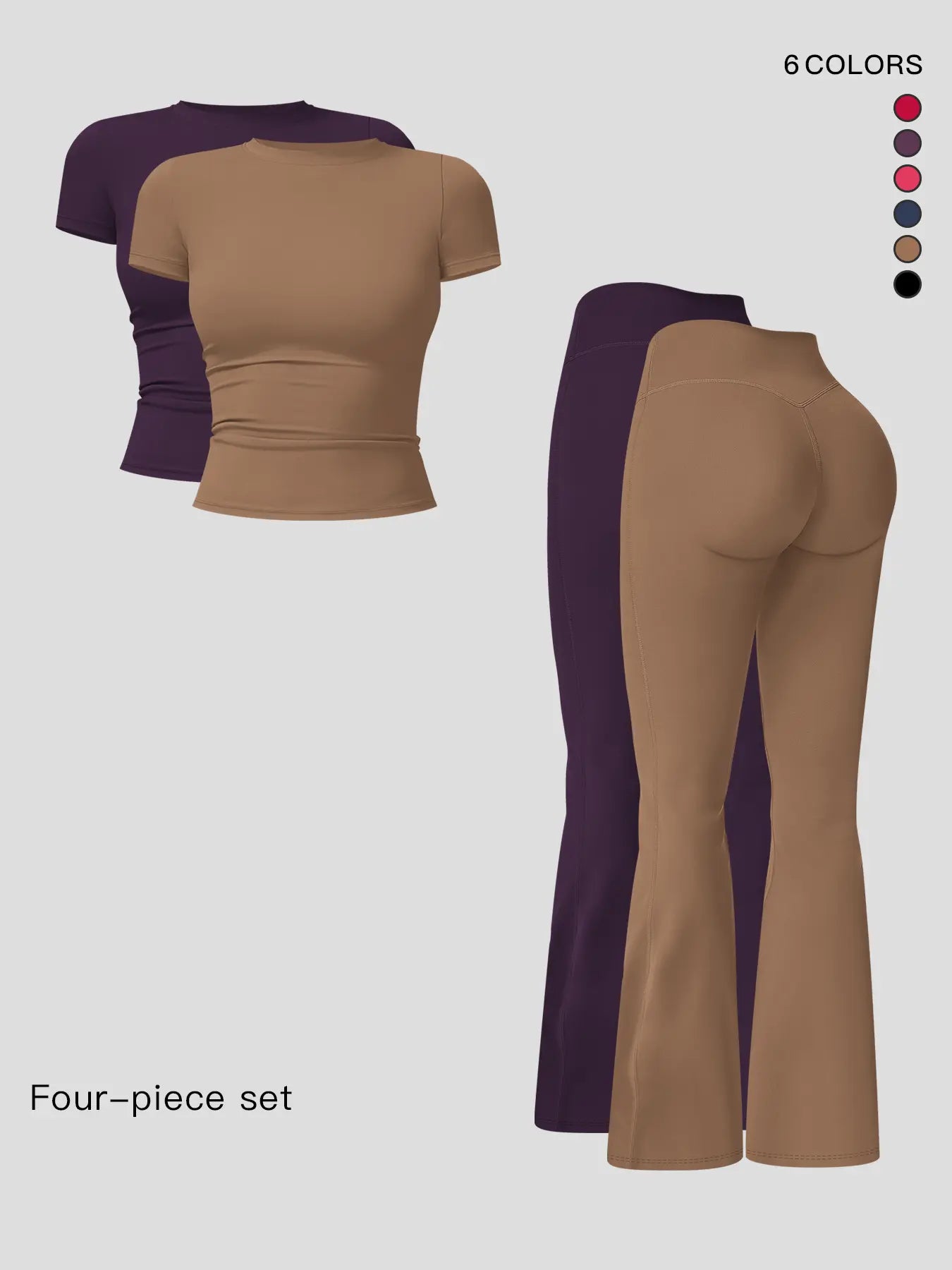 Women’s Sportswear Set – Breathable Slim Fit T-Shirt & High-Waist Yoga Pants