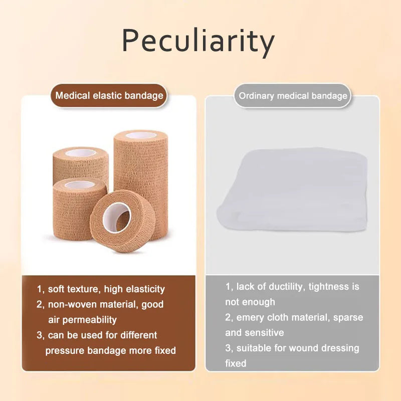 10 Rolls Medical Adhesive Bandage Elastic Breathable Sports Self Adhesive Tape Beige Wrap Finger Tape for Wrist Ankle First Aid