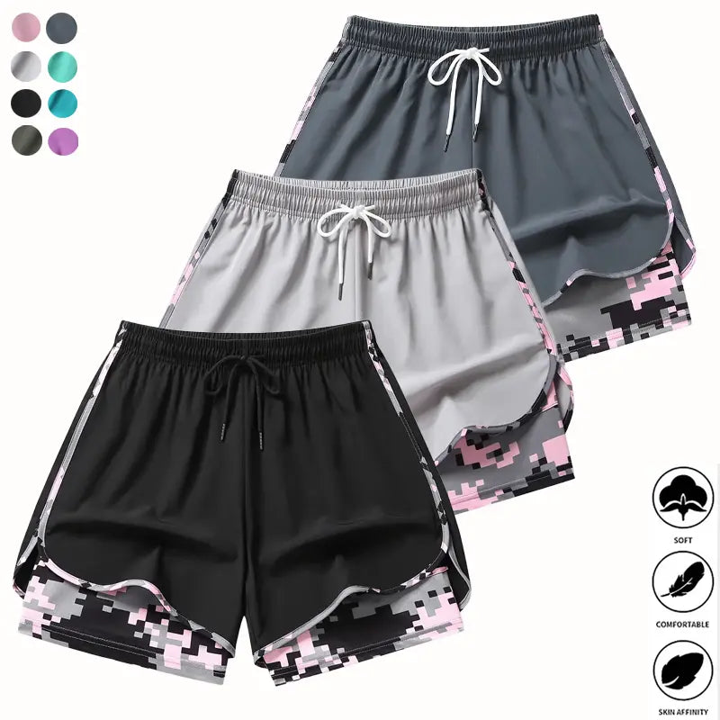 3-Pack Women’s Workout Shorts – Lightweight Quick-Dry Running Shorts with Pocket
