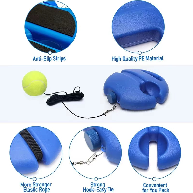 Portable Tennis Trainer Set with Rebound Ball & Elastic Rope for Solo Practice