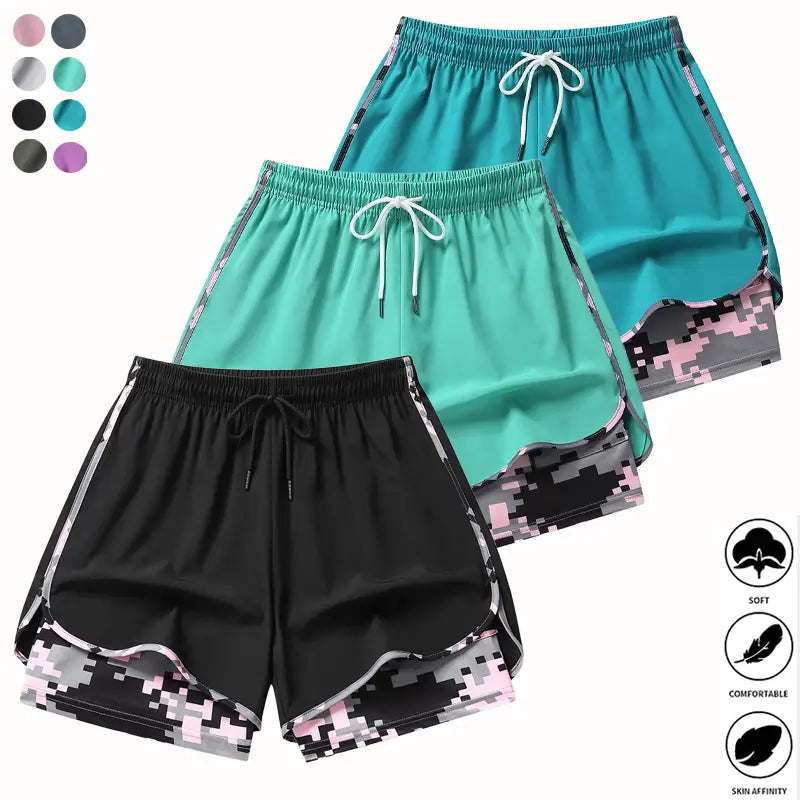 3-Pack Women’s Workout Shorts – Lightweight Quick-Dry Running Shorts with Pocket