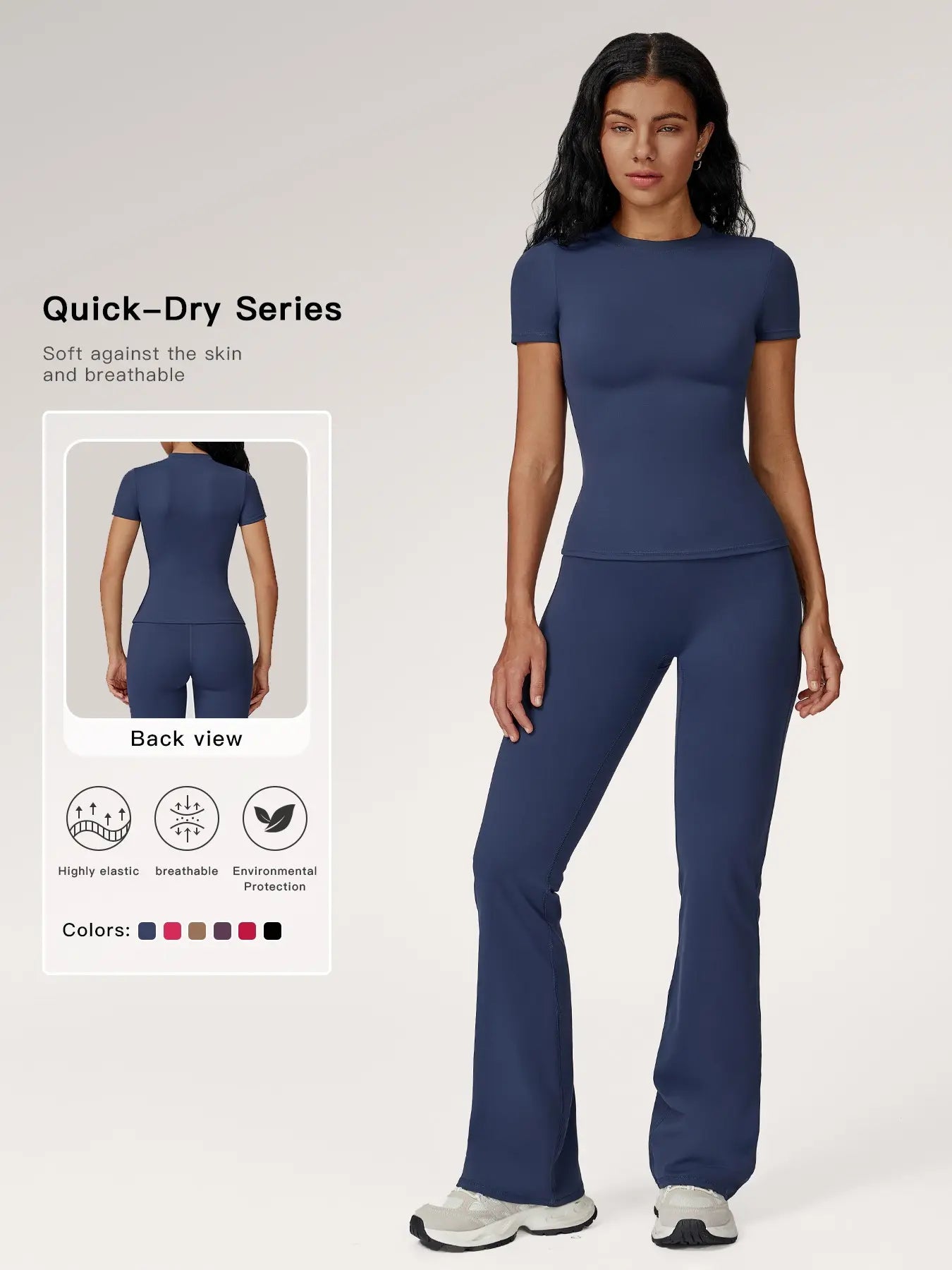 Women’s Sportswear Set – Breathable Slim Fit T-Shirt & High-Waist Yoga Pants