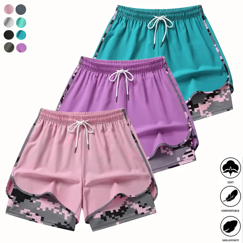 3-Pack Women’s Workout Shorts – Lightweight Quick-Dry Running Shorts with Pocket