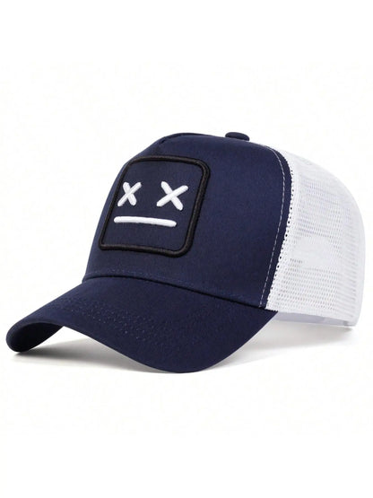 Graphic Embroidered Mesh Cap – Adjustable Unisex Baseball Hat for Travel & Daily Style