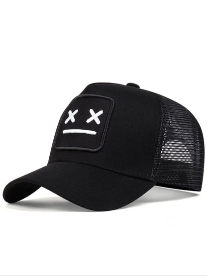 Graphic Embroidered Mesh Cap – Adjustable Unisex Baseball Hat for Travel & Daily Style